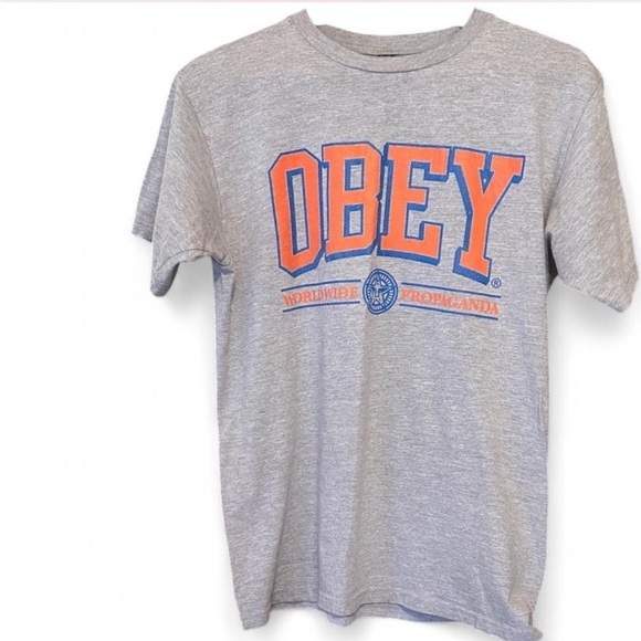 Obey Gray and Orange Short Sleeve Tee - Picture 7 of 9